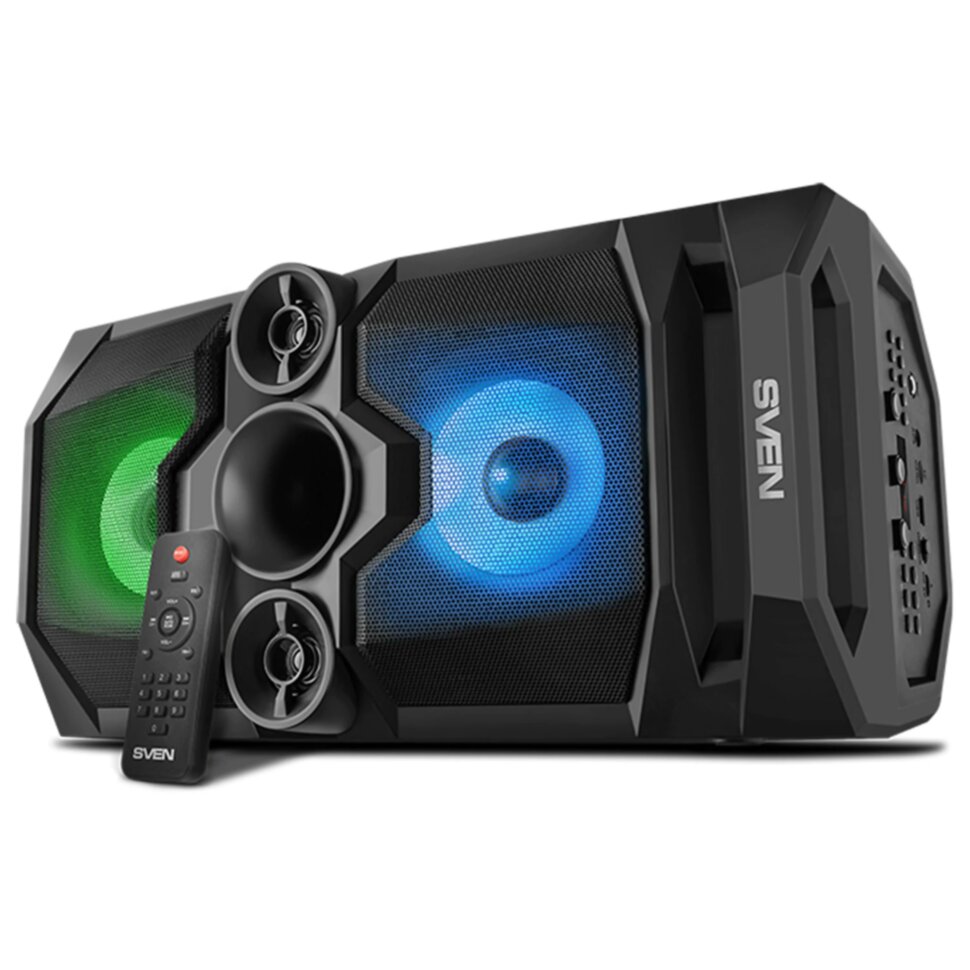 Колонка портативная SVEN PS-655, 50 Вт, TWS, Bluetooth, FM, USB, microSD, LED-дисплей, пульт, черная, SV-020163, 513968