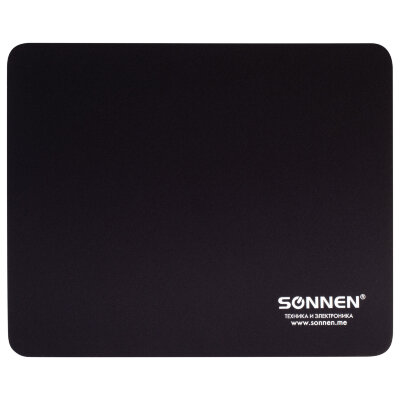 Коврик для мыши SONNEN "BLACK", резина + ткань, 220х180х3 мм, 513309, 513309