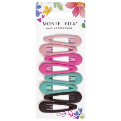 Заколки для волос НАБОР 8 шт., 5 см, клик-клак, soft touch, разные цвета, MONTE VITA (МОНТЕ ВИТА), 457092, 12 штук, 457092