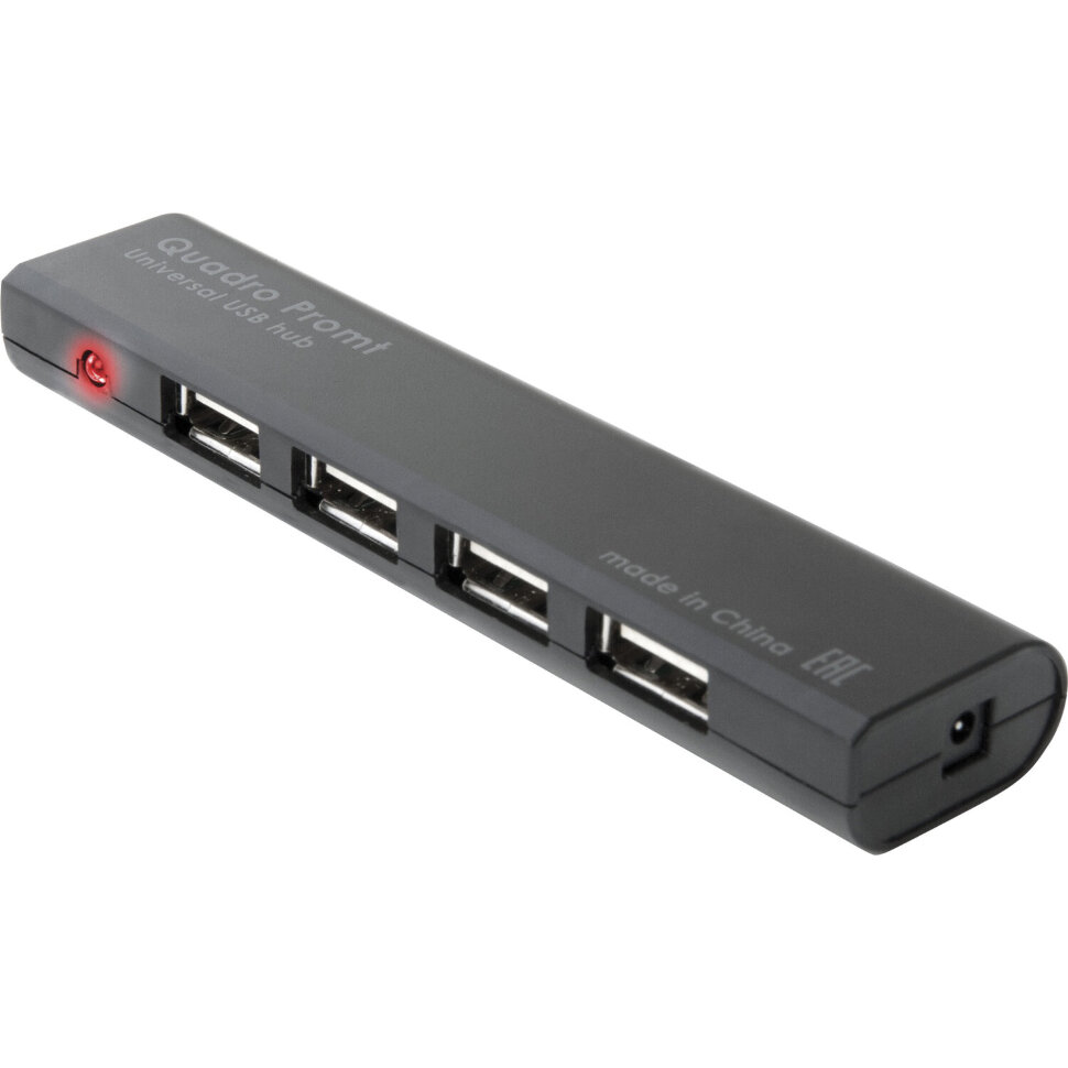 Хаб USB 2.0, 4 порта, черный, DEFENDER QUADRO PROMT, 83200, 512028