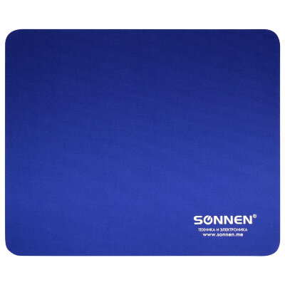 Коврик для мыши SONNEN "BLUE", резина + ткань, 220х180х3 мм, 513308, 513308