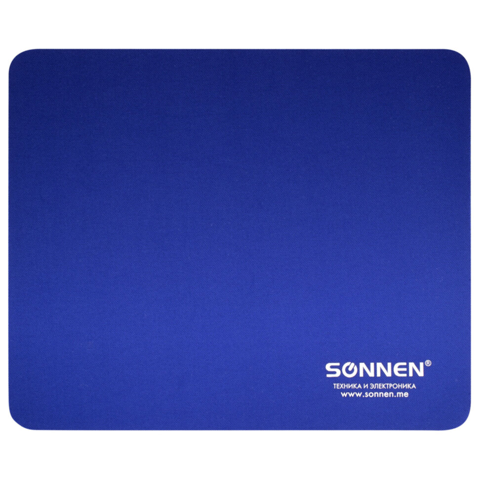Коврик для мыши SONNEN "BLUE", резина + ткань, 220х180х3 мм, 513308, 513308