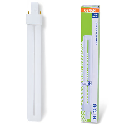 Лампа люминесцентная OSRAM DULUX S 11W/21-840, 11 Вт, U-образная, холодный белый свет, цоколь G23, 450327