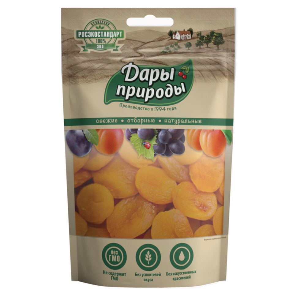 Абрикосы ДАРЫ ПРИРОДЫ сушеные без косточки (кайса), 150 г, 1924, 620157