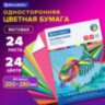 Цветная бумага А4 офсетная, 24 листа 24 цвета, на скобе, BRAUBERG, 200х280 мм, "Птица", 113538, 113538