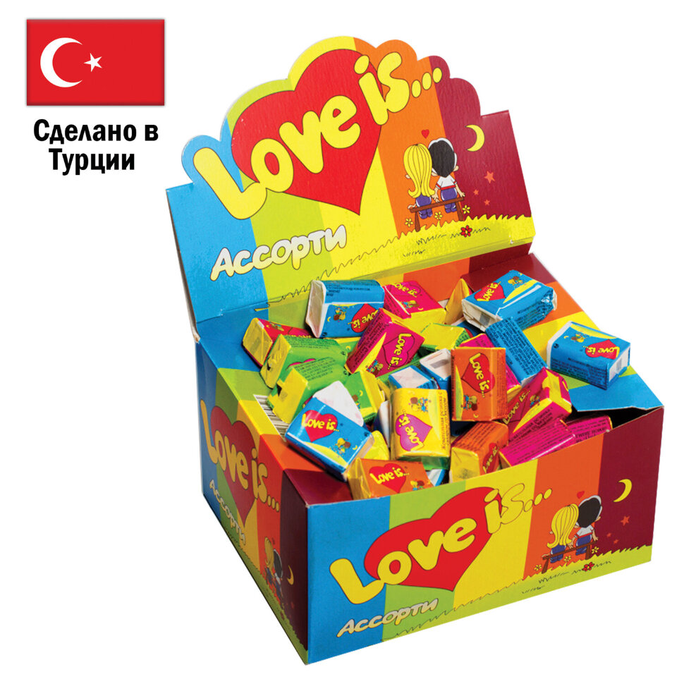 Жевательная резинка LOVE IS ассорти вкусов, 4,2 г, 47149, 100 штук, 622054