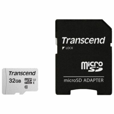 Карта памяти microSDHC 32 GB TRANSCEND UHS-I U3, 95 Мб/сек (class 10), адаптер, TS32GUSD300S-A, 513204