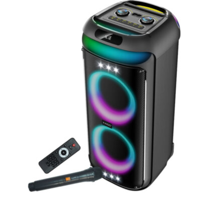 Колонка напольная KAIGO (КАЙГО) GE-P28A + микрофон и пульт В ПОДАРОК, 80 Вт, EQ, Bluetooth, USB, micro SD, AUX, LED, TWS, FM, 514227, 514227