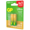 Батарейки КОМПЛЕКТ 2 шт., GP Ultra G-Tech, AA (LR6,15А), алкалиновые, пальчиковые, 15AUA21-2CRSBC2, 457745
