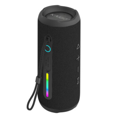 Колонка портативная KAIGO (КАЙГО) BT16T, 10 Вт, Bluetooth, Micro SD, AUX, RGB, TWS, IPX7, черная, 514225, 514225