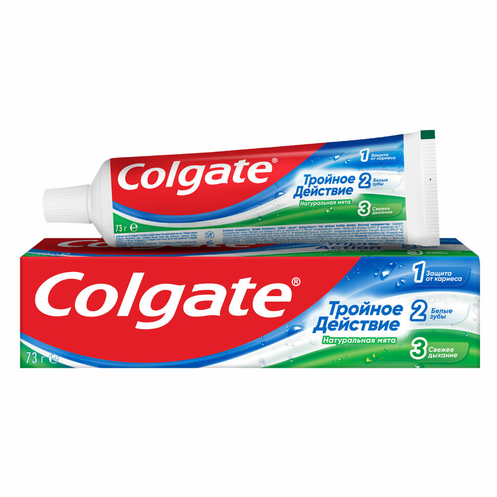 Зубная паста 50 мл COLGATE "Натуральная мята", тройное действие, с фторидом, 7891024128954, 609058