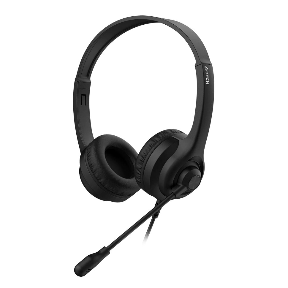 Наушники с микрофоном (гарнитура) A4TECH HU-8, проводные, 2 м, USB, черные, 1874958, 513934