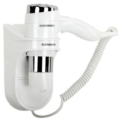 Фен для волос настенный SONNEN HD-2112 EXTRA POWER, 1600 Вт, 2 скорости, белый/хром, 608480, 608480