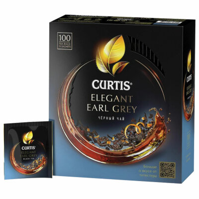 Чай CURTIS "Elegant Earl Grey" черный с бергамотом и цедрой цитрусовых, 100 пакетиков в конвертах по 1,7 г, 101015, 622219