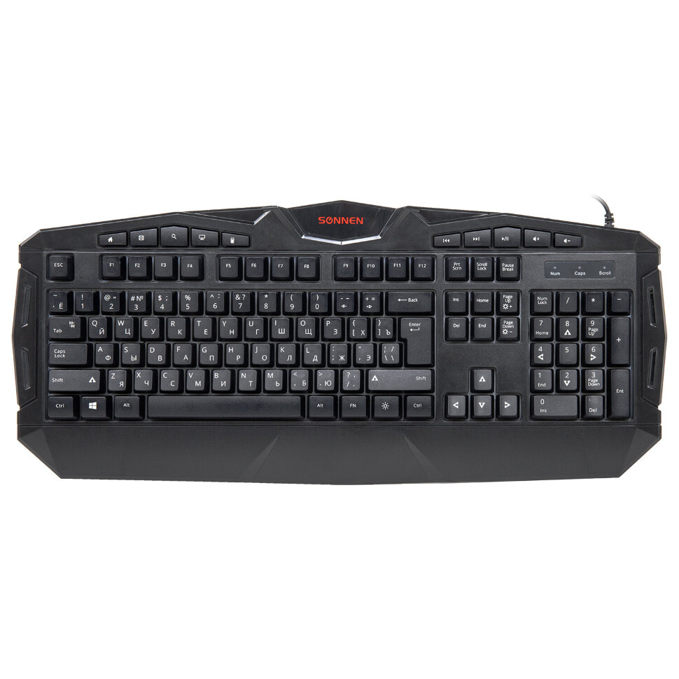 Клавиатура проводная игровая SONNEN Q9M, USB, 114 клавиш, РАДУЖНАЯ LED-подсветка, черная, 513511, 513511