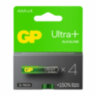 Батарейки КОМПЛЕКТ 4 шт., GP Ultra Plus G-Tech, AAA (LR03), алкалиновые, мизинчиковые, 24AUPA21-2CRSB4, 454094