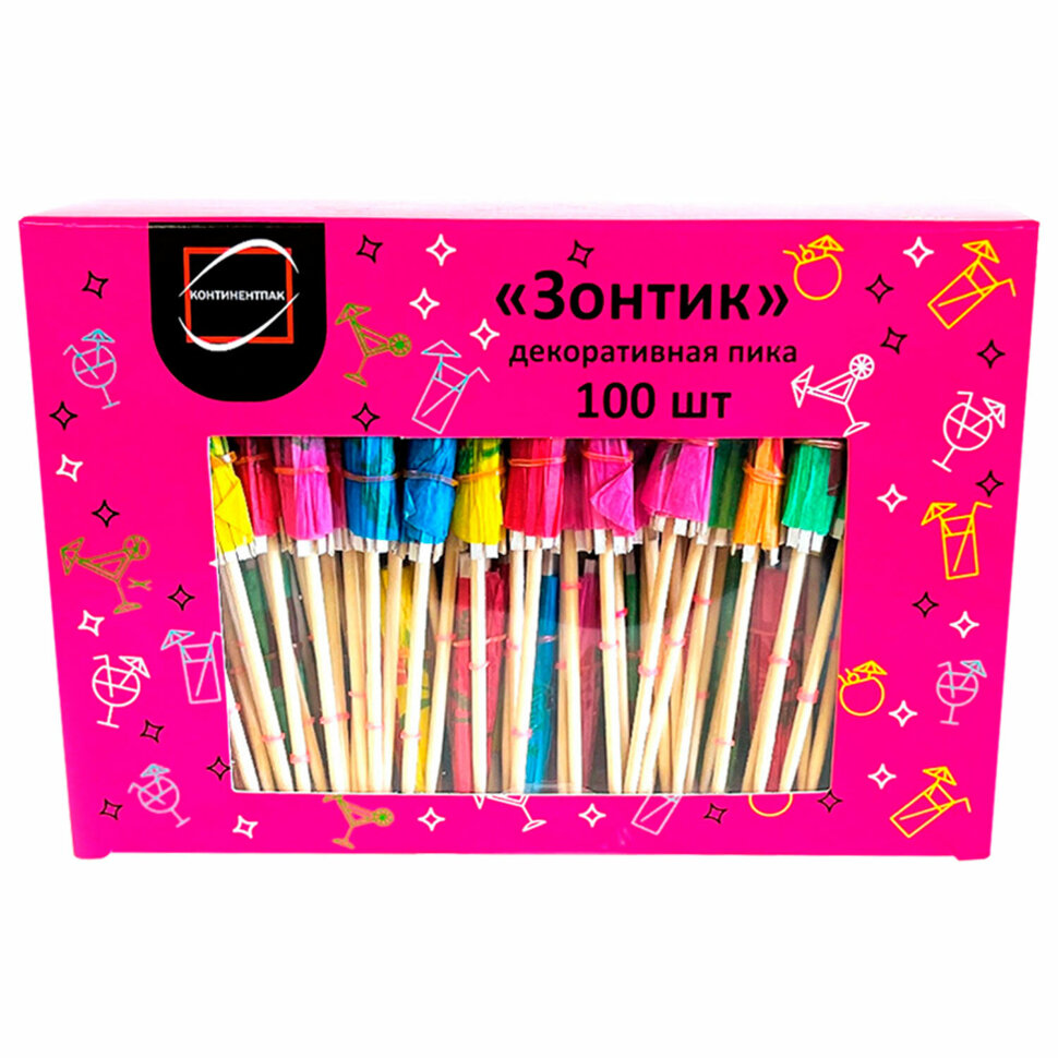 Пики для канапе бамбуковые "Зонтик", 10 см, 100 шт., КП, 140239, 700681