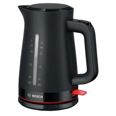 Чайник BOSCH TWK3M123, 1,7 л, 2400 Вт, закрытый нагревательный элемент, пластик, черный, 458591