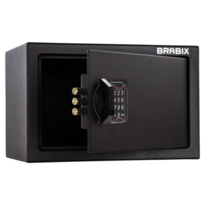 Сейф мебельный BRABIX "SF-200EL", 200х310х200 мм, электронный замок, черный, 291145, S103BR211214, 291145