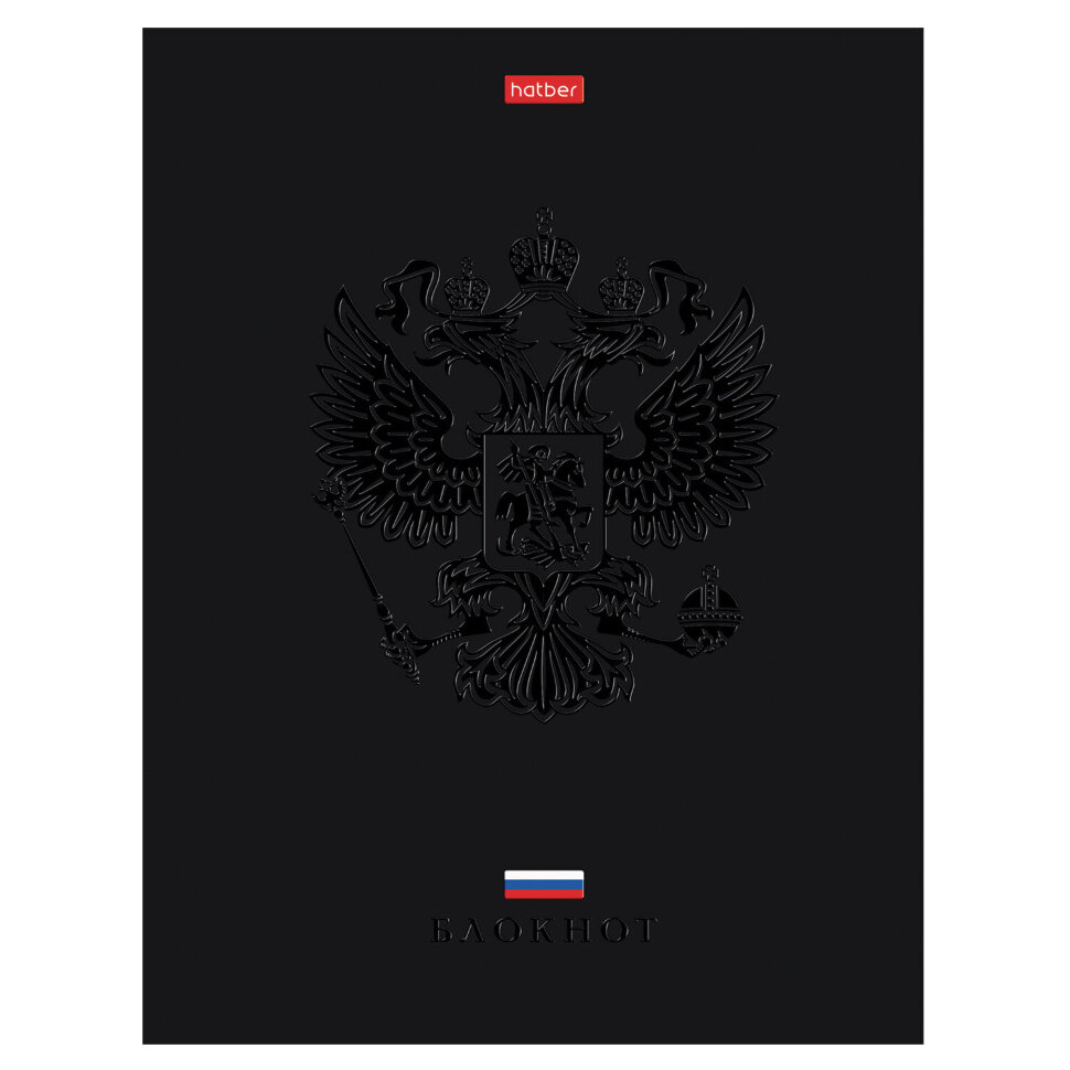 Блокнот А5 167х216 мм, 80 л., твёрдый, клетка, матовая ламинация, лак, блок 5 цветов, HATBER, "Россия", 085282, 80ББ5лолВ130989, 117639