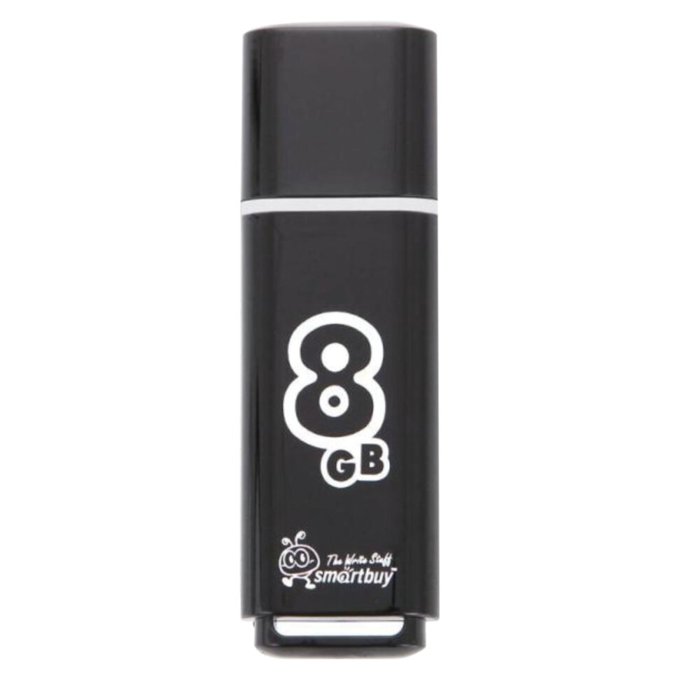 Флеш-диск 8 GB, SMARTBUY Glossy, USB 2.0, черный, SB8GBGS-K, 512177