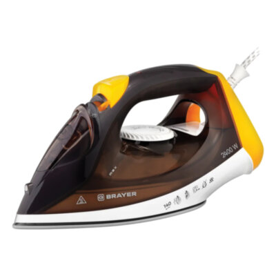 Утюг BRAYER BR4003, 2400 Вт, керамическое покрытие, самоочистка, антикапля, антинакипь, автоотключение, коричневый, 456110