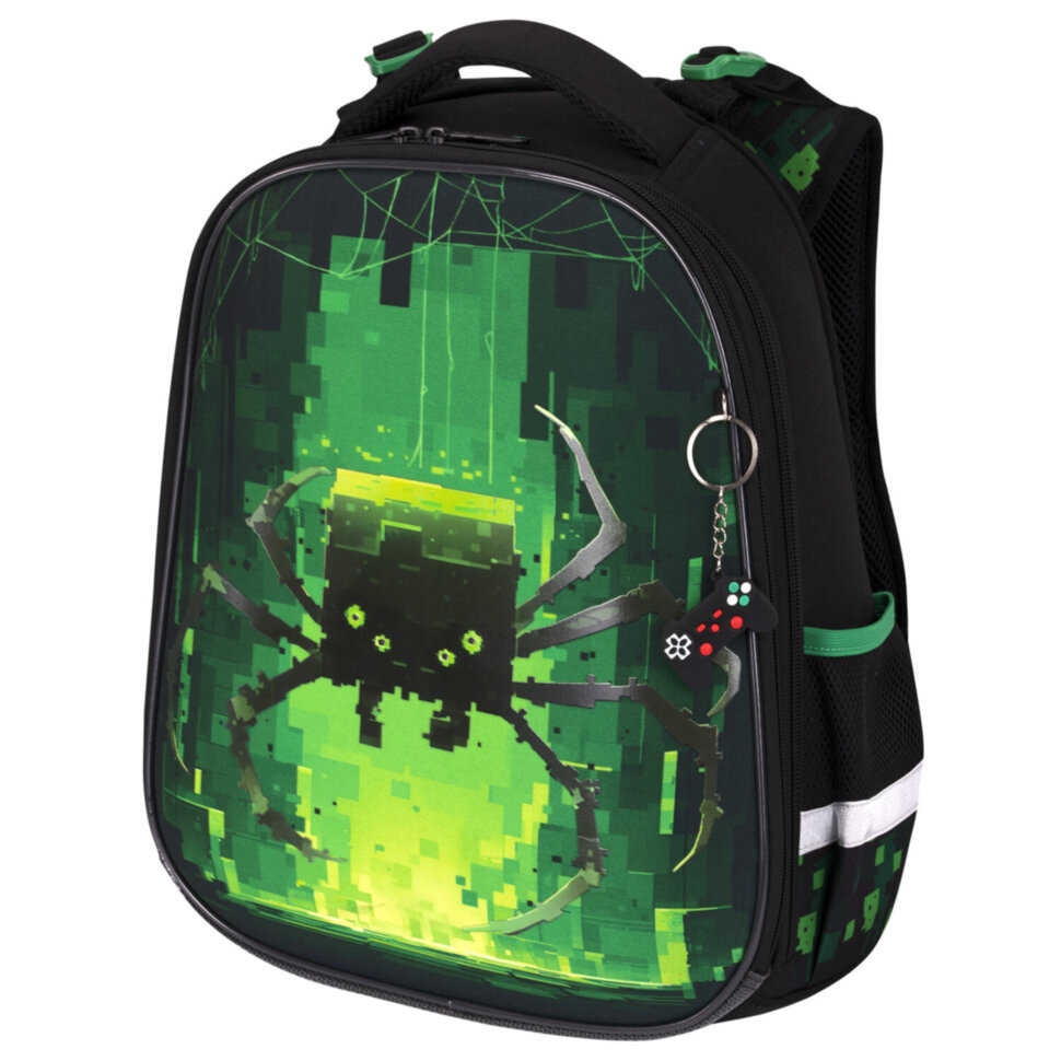 Ранец BRAUBERG PREMIUM, 2 отделения, с брелоком, "Digital spider", LED-ЛАМПОЧКИ, 38х29х16 см, 273101, 273101