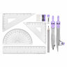 Готовальня BRAUBERG SCHOOL KIT, 11 предметов, циркуль 115 мм, циркуль 125 мм, чертежные принадлежности, лавандовый цвет, 210714, 210714