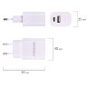 Зарядное устройство быстрое сетевое (220 В) SONNEN, USB QC 3.0 + Type-C PD 20 Вт, 3 А, белое, 455505, 455505
