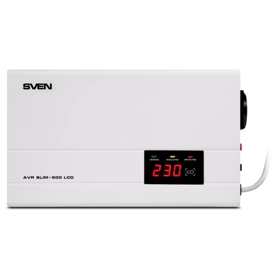 Стабилизатор SVEN SLIM-500 LCD, 400 Вт, 140-260 В, 1 евророзетка, настенное крепление, SV-012809, 354893