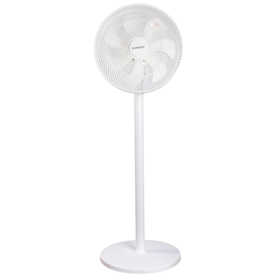 Вентилятор напольный SONNEN FT-L501, 60 Вт, 45 см, 3 скорости, вращение на 70°, механическое управление, белый, 457785, 457785