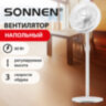 Вентилятор напольный SONNEN FT-L501, 60 Вт, 45 см, 3 скорости, вращение на 70°, механическое управление, белый, 457785, 457785