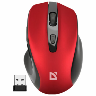 Мышь беспроводная DEFENDER Prime MB-053, USB, 5 кнопок + 1 колесо-кнопка, оптическая, красная, 52052, 513821