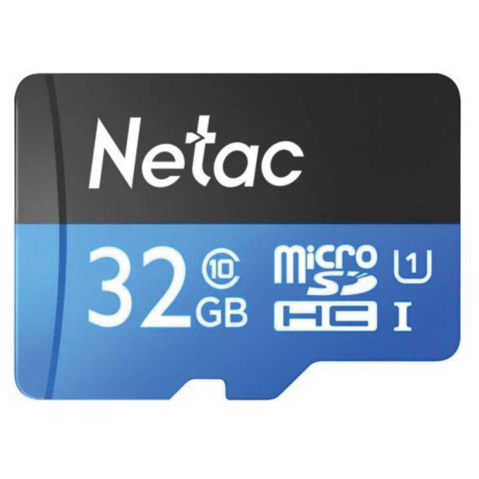 Карта памяти microSDHC 32 ГБ NETAC P500 Standard, UHS-I U1, 80 Мб/с (class 10), адаптер, NT02P500STN-032G-R, 513723