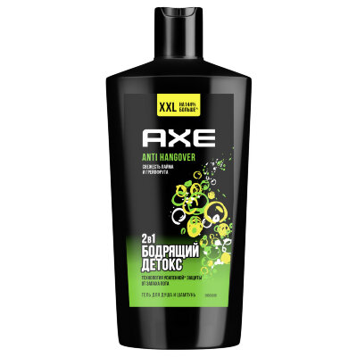 Шампунь + гель для душа мужской, 610 мл, AXE "Anti hangover" 2 в 1, грейпфрут и лайм, 609825