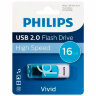 Флеш-диск 16 GB PHILIPS VIVID, разъем USB 2.0, синий, FM16FD05B/97, 514089
