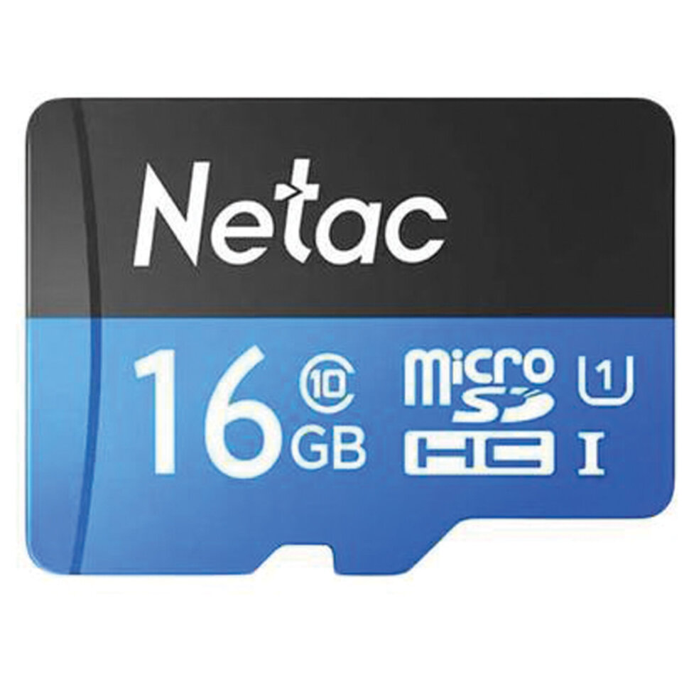 Карта памяти microSDHC 16 ГБ NETAC P500 Standard, UHS-I U1,80 Мб/с (class 10), адаптер, NT02P500STN-016G-R, 513722