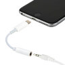 Переходник для наушников с iPhone LIGHTNING на AUX (MINI JACK 3.5 мм), SONNEN, 0,1 м, белый, 513565, 513565