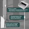 Совок для мусора КОМПЛЕКТ щетка + рукоятки 59-93см телескоп, регулируемый угол щетки, крепление тряпок, бело-серый, колорбокс, LAIMA, 608952, 608952