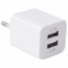 Зарядное устройство сетевое (220В) SONNEN, 2 порта USB, выходной ток 2,1 А, белое, 454797, 454797