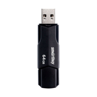 Флеш-диск 64 GB SMARTBUY Clue, USB 2.0, черный, SB64GBCLU-K, 513788