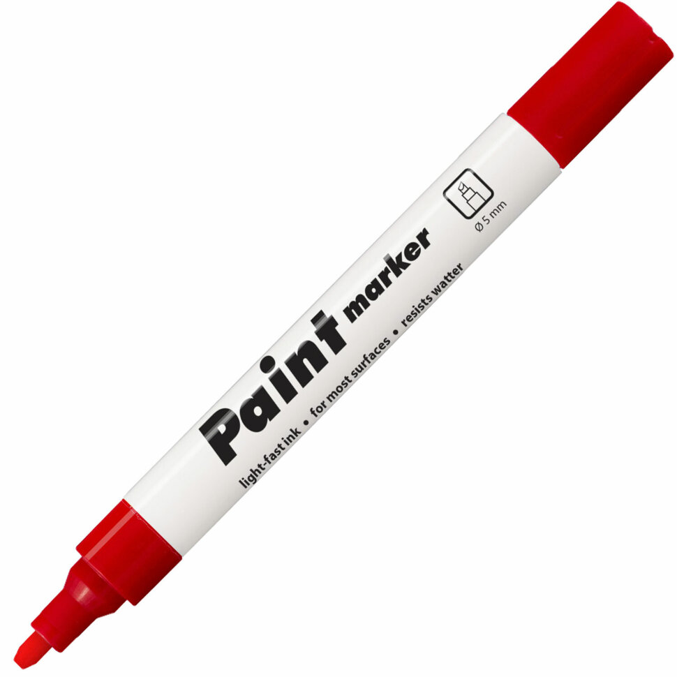 Маркер-краска лаковый (paint marker) КРАСНЫЙ CENTROPEN, скошенный наконечник, 1-5 мм, 9100, 5 9100 9904, 152091