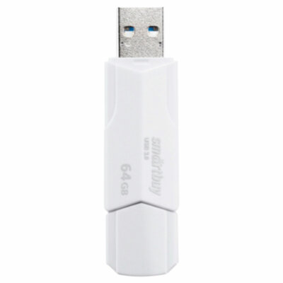 Флеш-диск 64 GB SMARTBUY Clue, USB 2.0, белый, SB64GBCLU-W, 513789