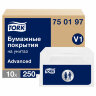Покрытия на унитаз Tellus/TORK (Система V1), 1/2 сложения, КОМПЛЕКТ 250 шт., 37х41 см, Advanced, белые, 750197, 608716