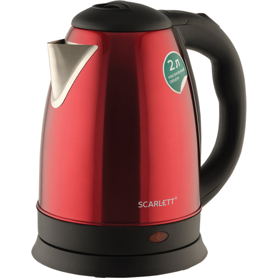 Чайник SCARLETT SC-EK21S76, 2 л, 1800 Вт, закрытый нагревательный элемент, сталь, красный, 455448