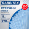Клеевые стержни прозрачные, клейкость СТАНДАРТ (ремонт, хобби), 11х270 мм, 200 штук, RABBITEX (РАББИТЕКС), 671491, 671491
