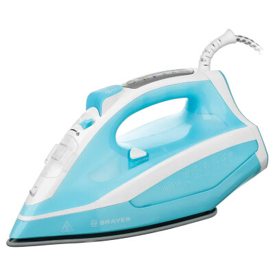 Утюг BRAYER BR4000, 2600 Вт, керамическое покрытие, самоочистка, антикапля, автоотключение, голубой, 456106