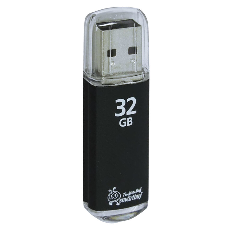 Флеш-диск 32 GB, SMARTBUY V-Cut, USB 2.0, металлический корпус, черный, SB32GBVC-K, 512186