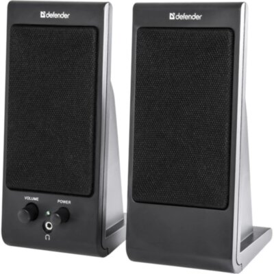 Колонки компьютерные DEFENDER SPK-165/170, 2.0, 2х2 W, пластик, черные, разъем для наушников, 65165, 510479