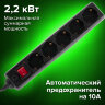 Сетевой фильтр SONNEN U-3515, 5 розеток, с заземлением, выключатель, 10 А, 5 м, черный, 513490, 513490